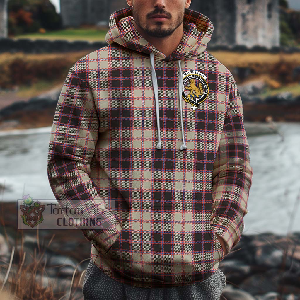 Tartan Vibes Clothing MacPherson Hunting Ancient Tartan Cotton Hoodie with Family Crest