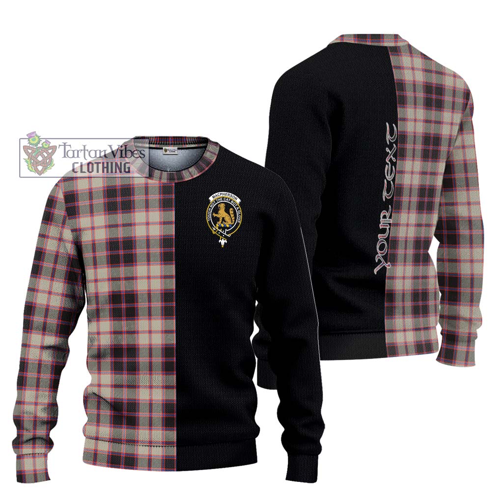 Tartan Vibes Clothing MacPherson Hunting Ancient Tartan Knitted Sweater with Family Crest and Half Of Me Style