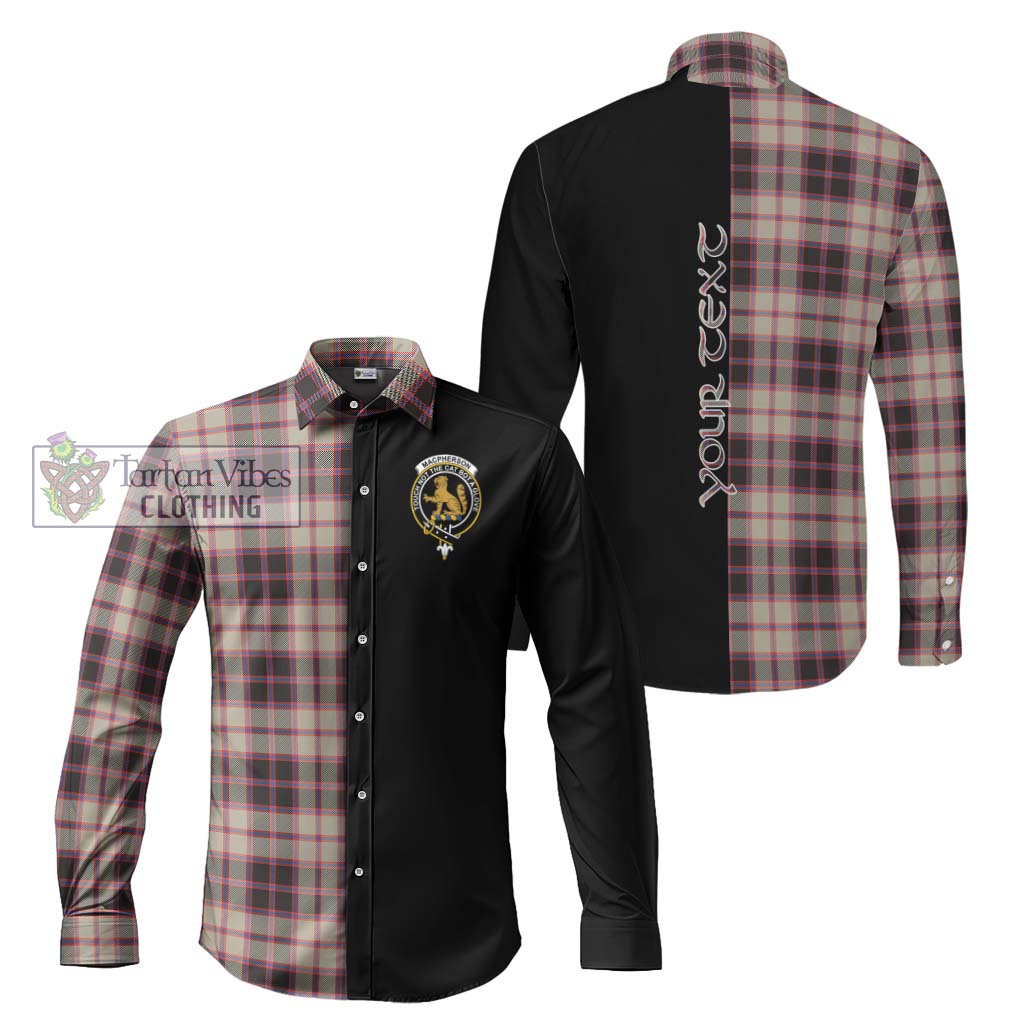 Tartan Vibes Clothing MacPherson Hunting Ancient Tartan Long Sleeve Button Shirt with Family Crest and Half Of Me Style