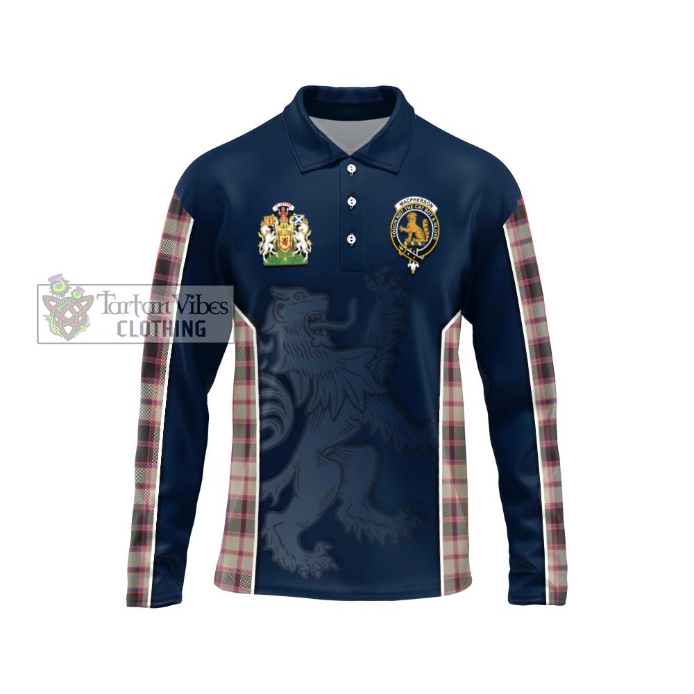 Tartan Vibes Clothing MacPherson Hunting Ancient Tartan Long Sleeve Polo Shirt with Family Crest and Lion Rampant Vibes Sport Style