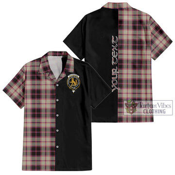 MacPherson Hunting Ancient Tartan Short Sleeve Button Shirt with Family Crest and Half Of Me Style