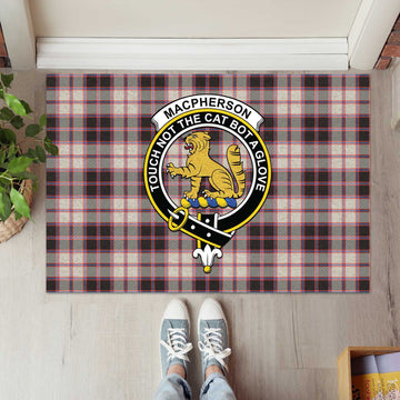 MacPherson Hunting Ancient Tartan Door Mat with Family Crest