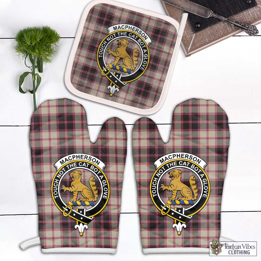 Tartan Vibes Clothing MacPherson Hunting Ancient Tartan Combo Oven Mitt & Pot-Holder with Family Crest