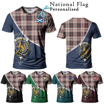 MacPherson Hunting Ancient Tartan T-Shirt with Personalised National Flag and Family Crest Half Style