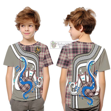 MacPherson Hunting Ancient Tartan Kid T-Shirt with Epic Bagpipe Style