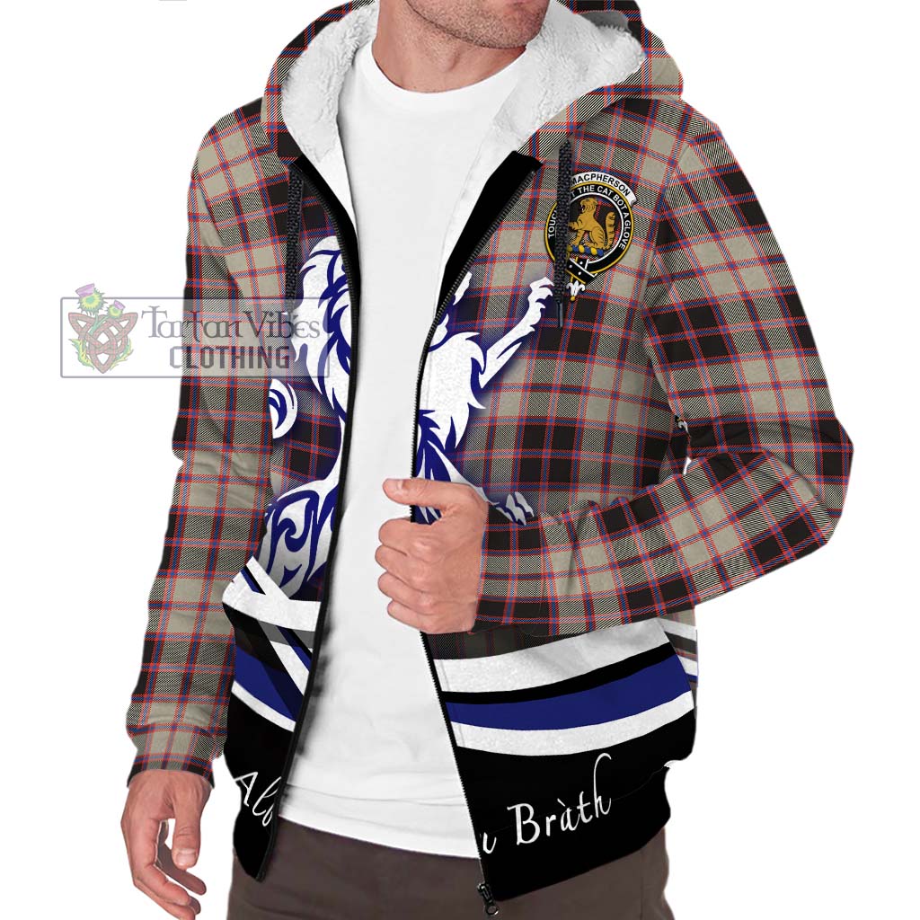 Tartan Vibes Clothing MacPherson Hunting Ancient Tartan Sherpa Hoodie with Alba Gu Brath Regal Lion Emblem