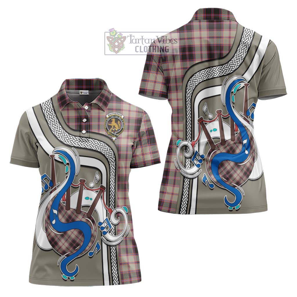 Tartan Vibes Clothing MacPherson Hunting Ancient Tartan Women's Polo Shirt with Epic Bagpipe Style