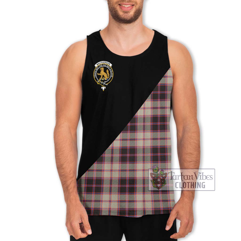 Tartan Vibes Clothing MacPherson Hunting Ancient Tartan Men's Tank Top with Family Crest and Military Logo Style