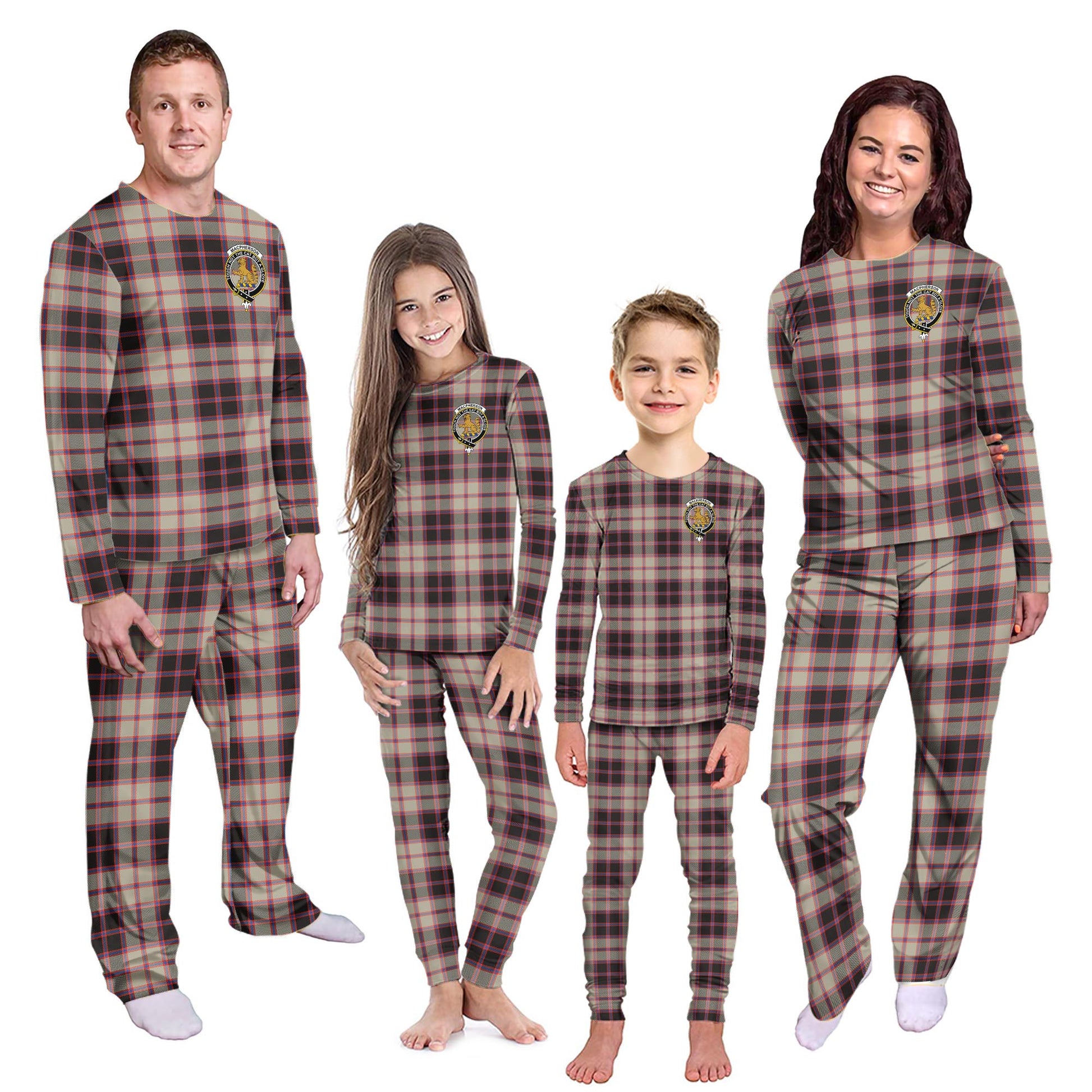 MacPherson Hunting Ancient Tartan Pajamas Family Set with Family Crest - Tartanvibesclothing