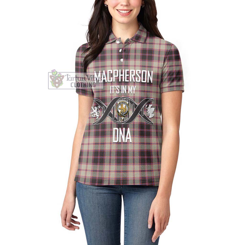 Tartan Vibes Clothing MacPherson Hunting Ancient Tartan Women's Polo Shirt with Family Crest DNA In Me Style