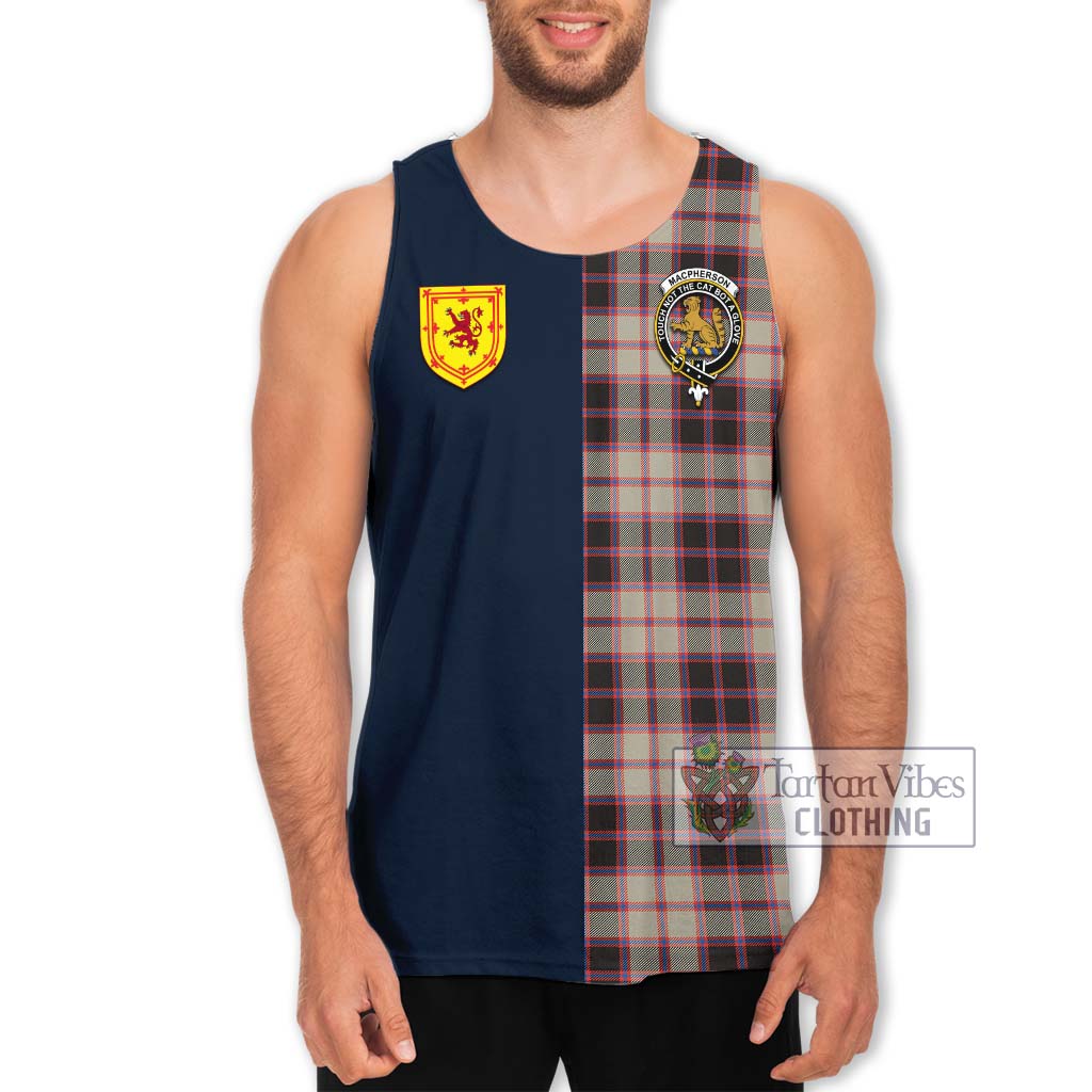 Tartan Vibes Clothing MacPherson Hunting Ancient Tartan Men's Tank Top with Scottish Lion Royal Arm Half Style