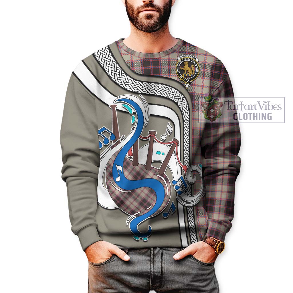 Tartan Vibes Clothing MacPherson Hunting Ancient Tartan Sweatshirt with Epic Bagpipe Style