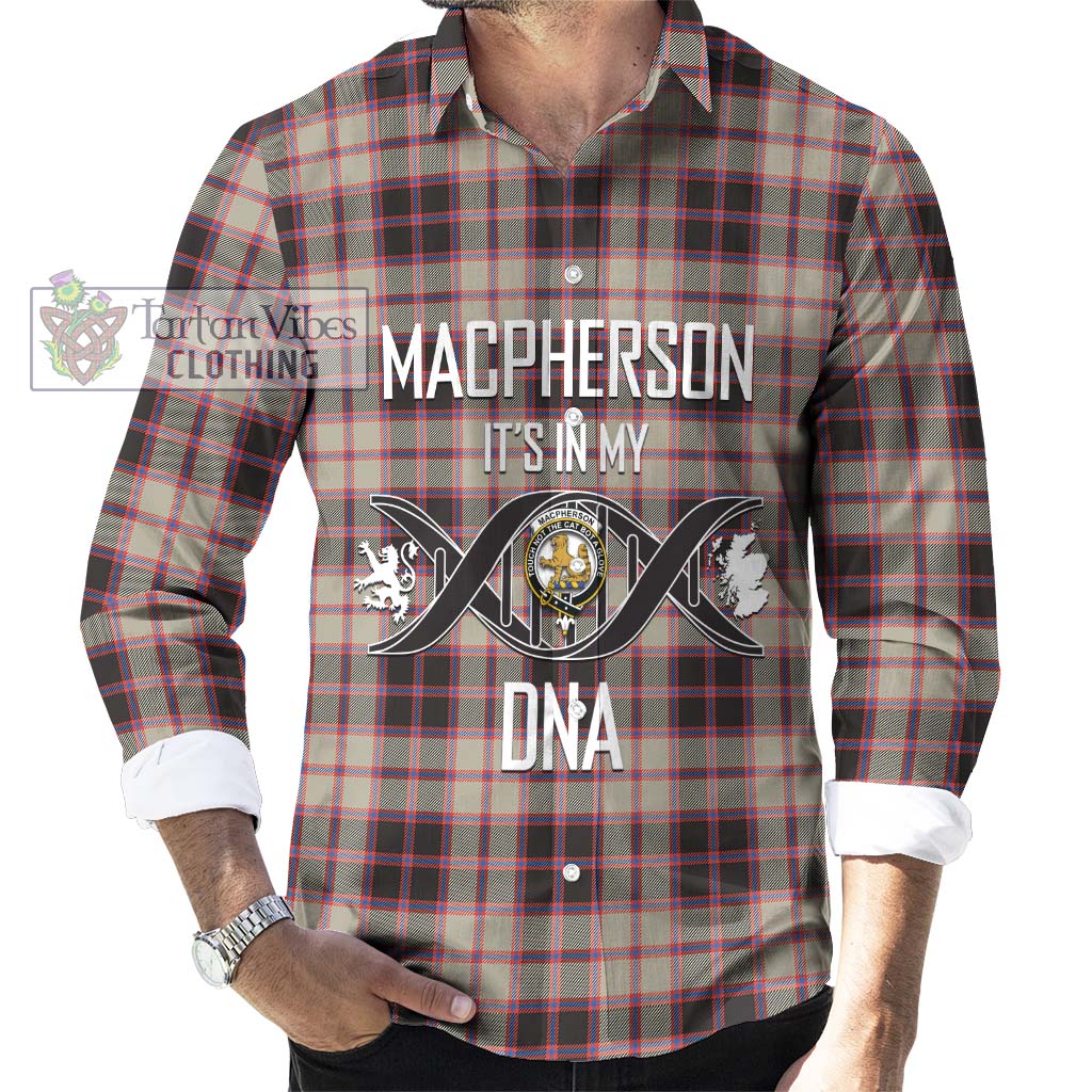 Tartan Vibes Clothing MacPherson Hunting Ancient Tartan Long Sleeve Button Shirt with Family Crest DNA In Me Style