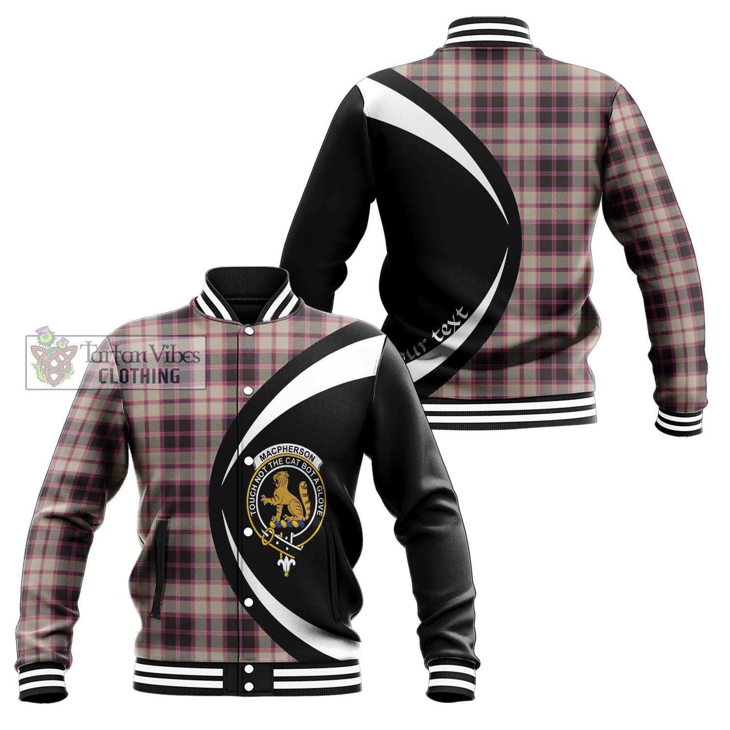 MacPherson Hunting Ancient Tartan Baseball Jacket with Family Crest Circle Style Unisex - Tartan Vibes Clothing