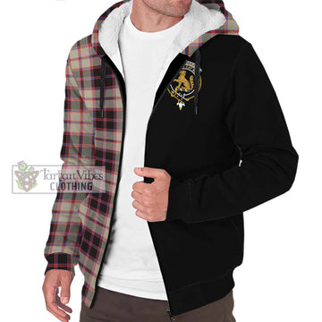 MacPherson Hunting Ancient Tartan Sherpa Hoodie with Family Crest and Half Of Me Style