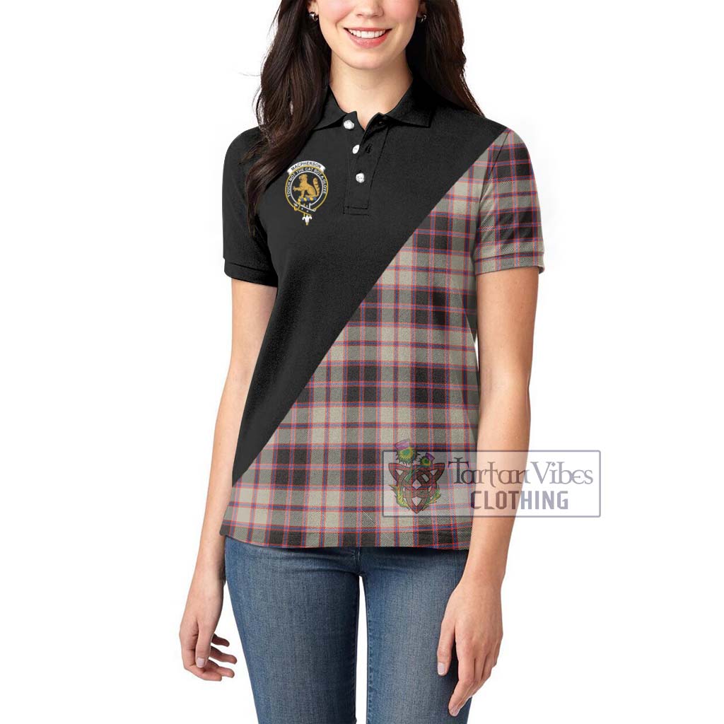 Tartan Vibes Clothing MacPherson Hunting Ancient Tartan Women's Polo Shirt with Family Crest and Military Logo Style