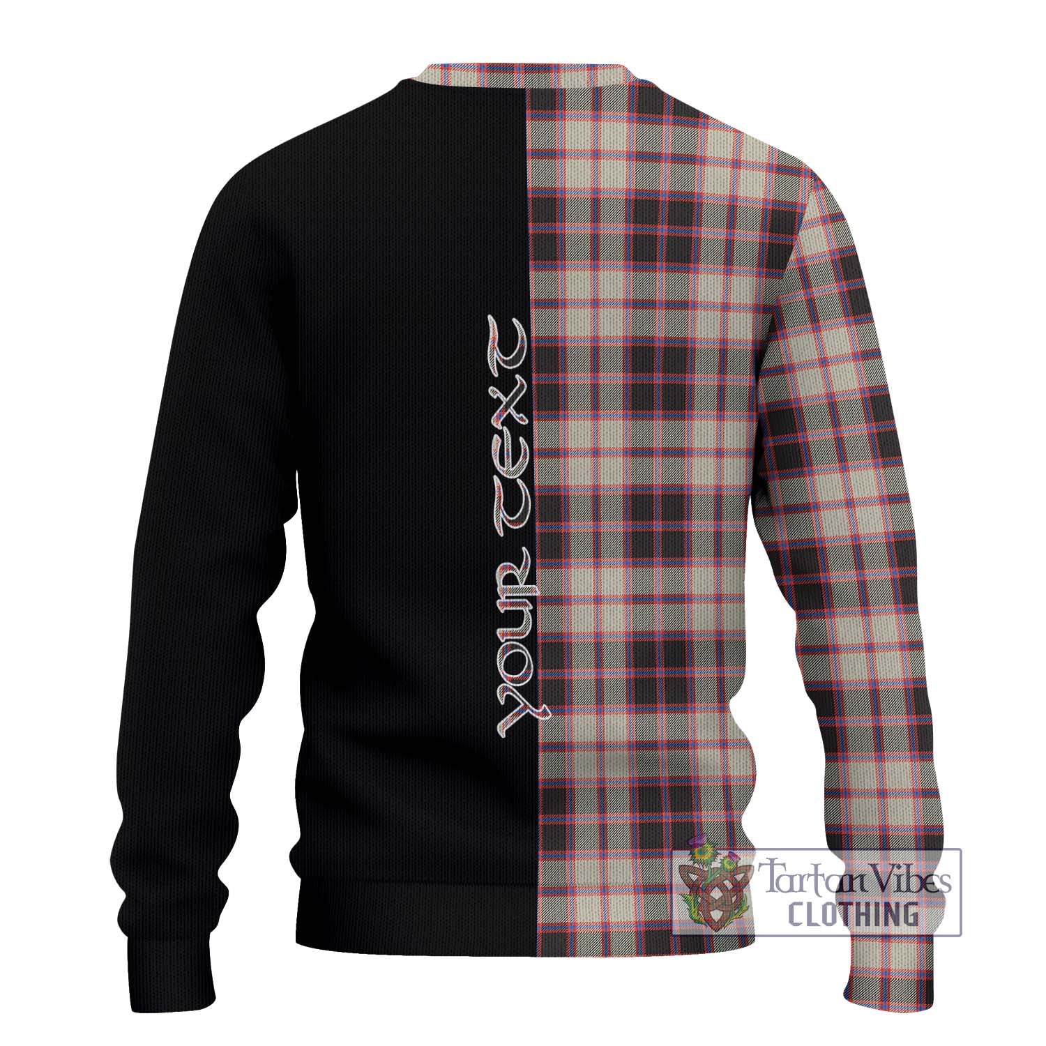 Tartan Vibes Clothing MacPherson Hunting Ancient Tartan Knitted Sweater with Family Crest and Half Of Me Style