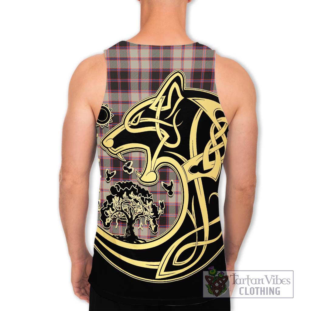 Tartan Vibes Clothing MacPherson Hunting Ancient Tartan Men's Tank Top with Family Crest Celtic Wolf Style