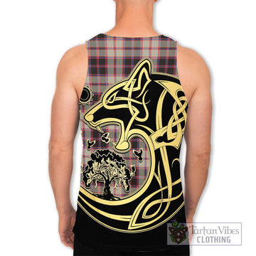 MacPherson Hunting Ancient Tartan Men's Tank Top with Family Crest Celtic Wolf Style