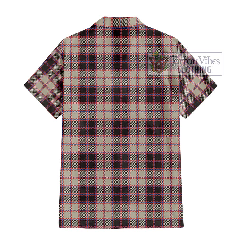 Tartan Vibes Clothing MacPherson Hunting Ancient Tartan Short Sleeve Button Shirt with Family Crest DNA In Me Style