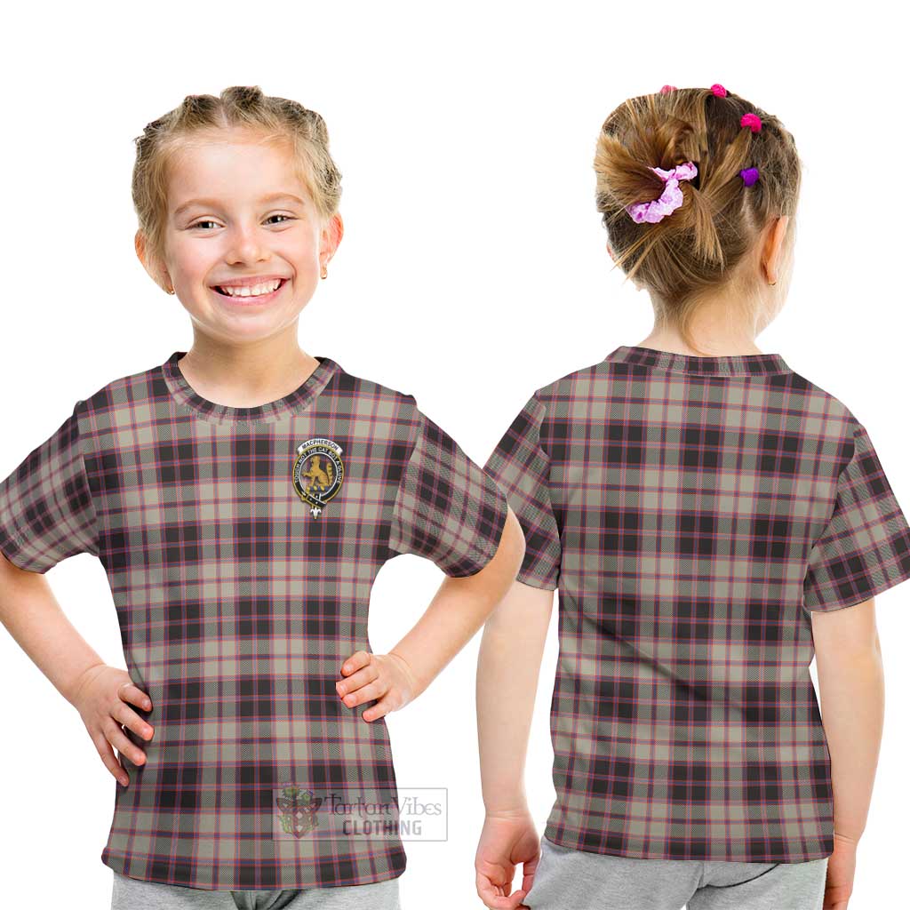 Tartan Vibes Clothing MacPherson Hunting Ancient Tartan Kid T-Shirt with Family Crest