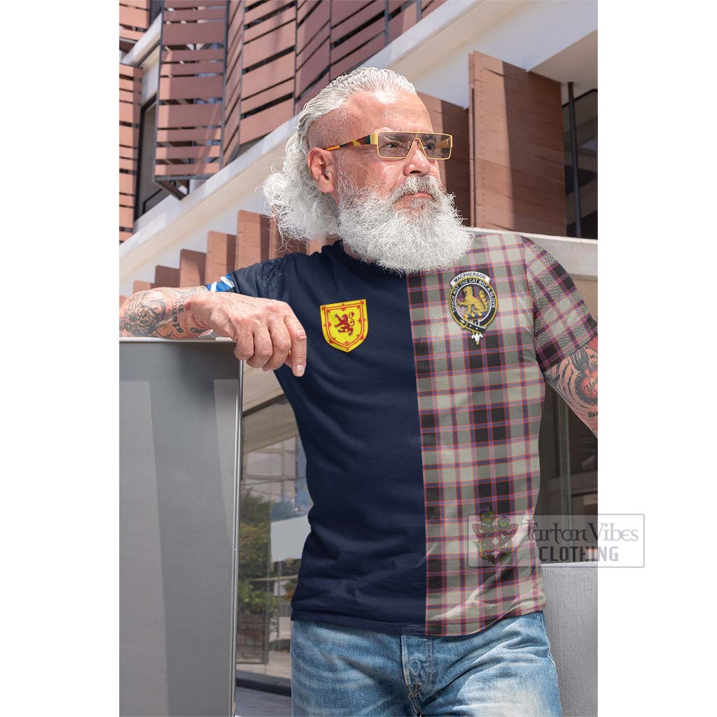 Tartan Vibes Clothing MacPherson Hunting Ancient Tartan Cotton T-shirt with Scottish Lion Royal Arm Half Style