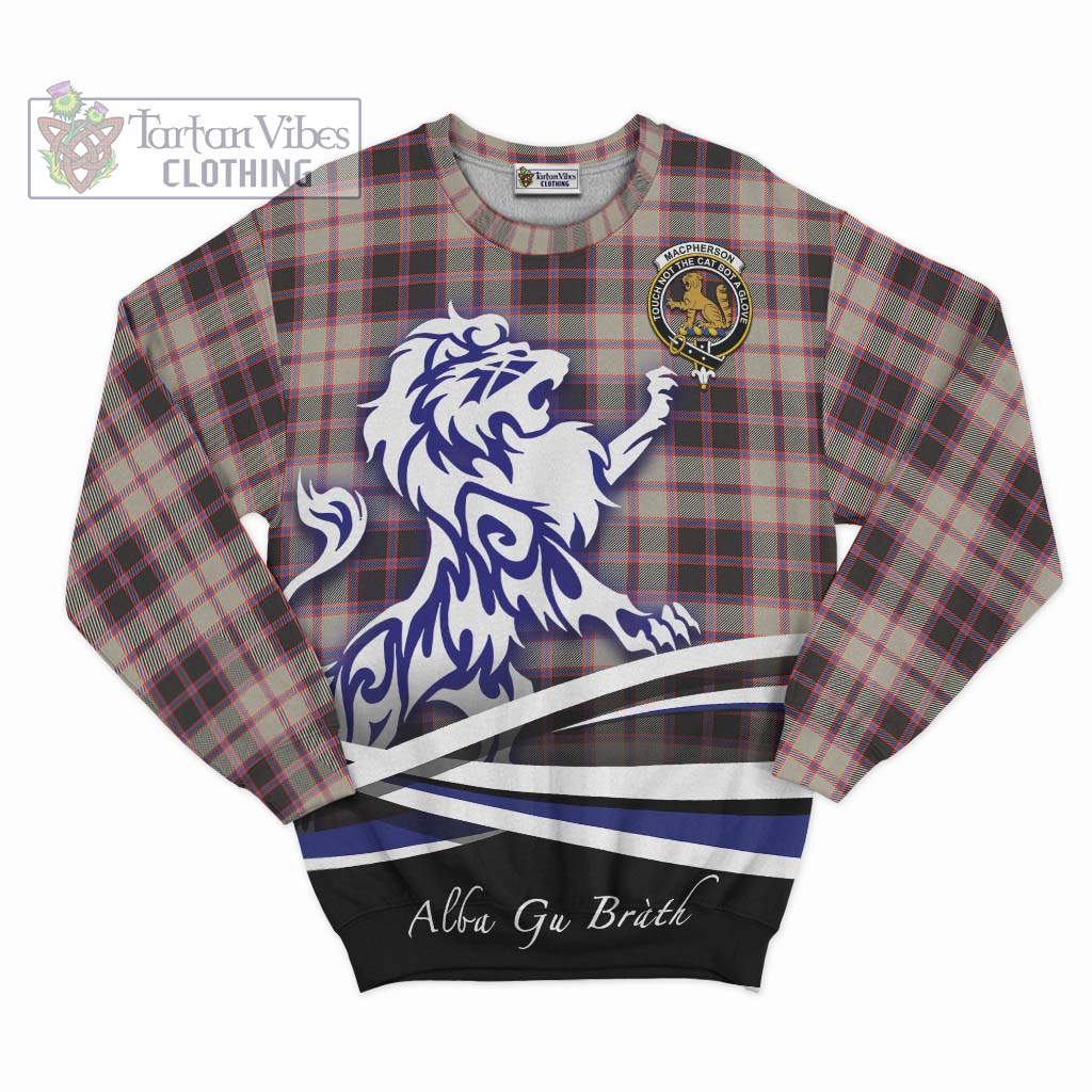 Tartan Vibes Clothing MacPherson Hunting Ancient Tartan Sweatshirt with Alba Gu Brath Regal Lion Emblem