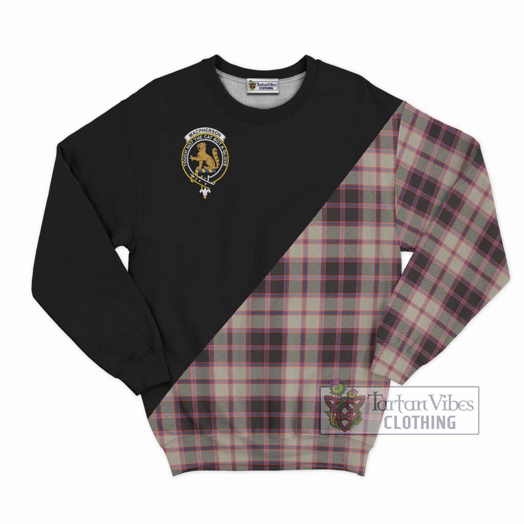 Tartan Vibes Clothing MacPherson Hunting Ancient Tartan Sweatshirt with Family Crest and Military Logo Style