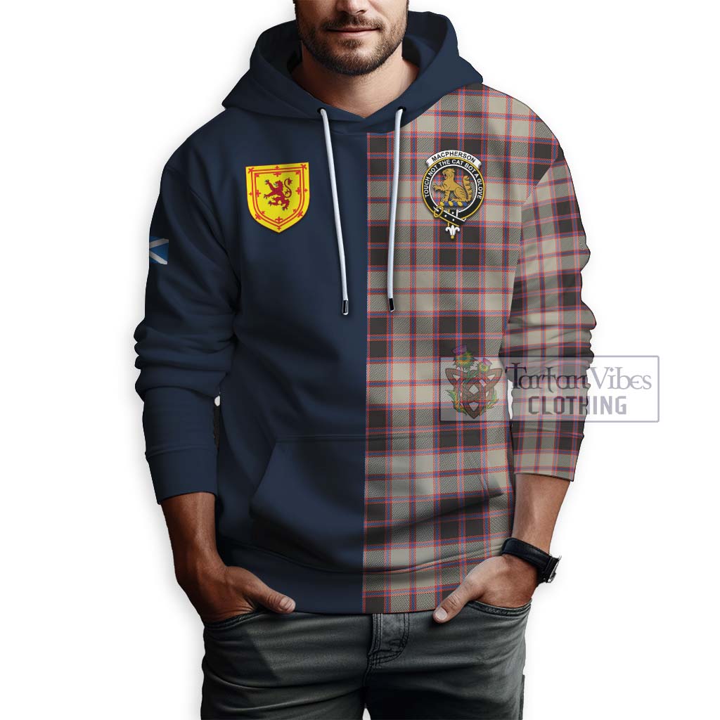 Tartan Vibes Clothing MacPherson Hunting Ancient Tartan Hoodie with Scottish Lion Royal Arm Half Style