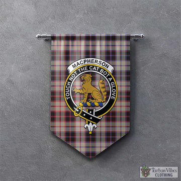 MacPherson Hunting Ancient Tartan Gonfalon, Tartan Banner with Family Crest