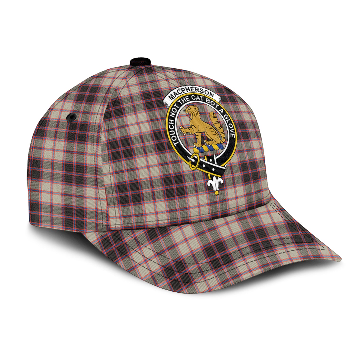 MacPherson Hunting Ancient Tartan Classic Cap with Family Crest - Tartan Vibes Clothing