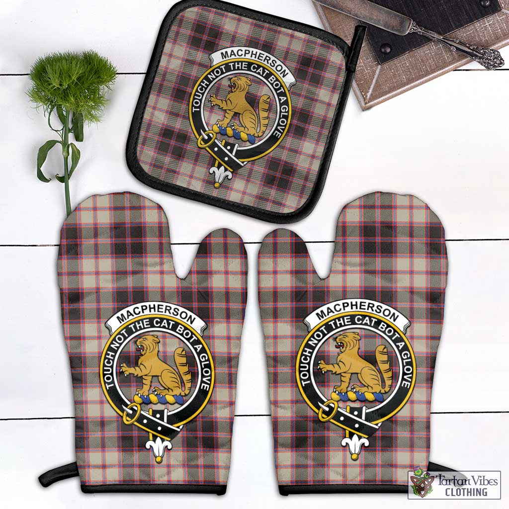 Tartan Vibes Clothing MacPherson Hunting Ancient Tartan Combo Oven Mitt & Pot-Holder with Family Crest