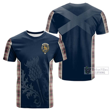 MacPherson Hunting Ancient Tartan Cotton T-shirt with Family Crest and Scottish Thistle Vibes Sport Style