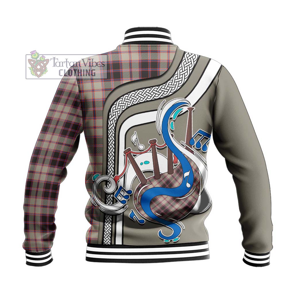 Tartan Vibes Clothing MacPherson Hunting Ancient Tartan Baseball Jacket with Epic Bagpipe Style