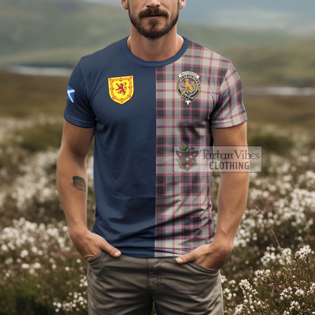 Tartan Vibes Clothing MacPherson Hunting Ancient Tartan T-Shirt Alba with Scottish Lion Royal Arm Half Style