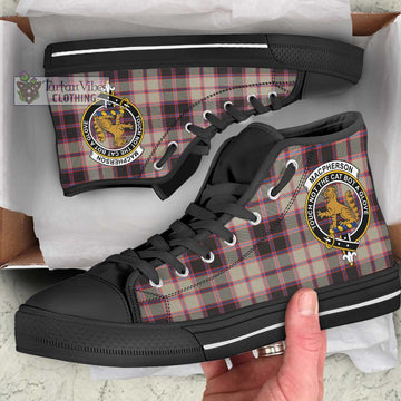 MacPherson Hunting Ancient Tartan High Top Shoes with Family Crest