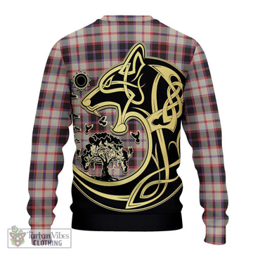 MacPherson Hunting Ancient Tartan Knitted Sweater with Family Crest Celtic Wolf Style