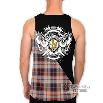 MacPherson Hunting Ancient Tartan Men's Tank Top with Family Crest and Military Logo Style