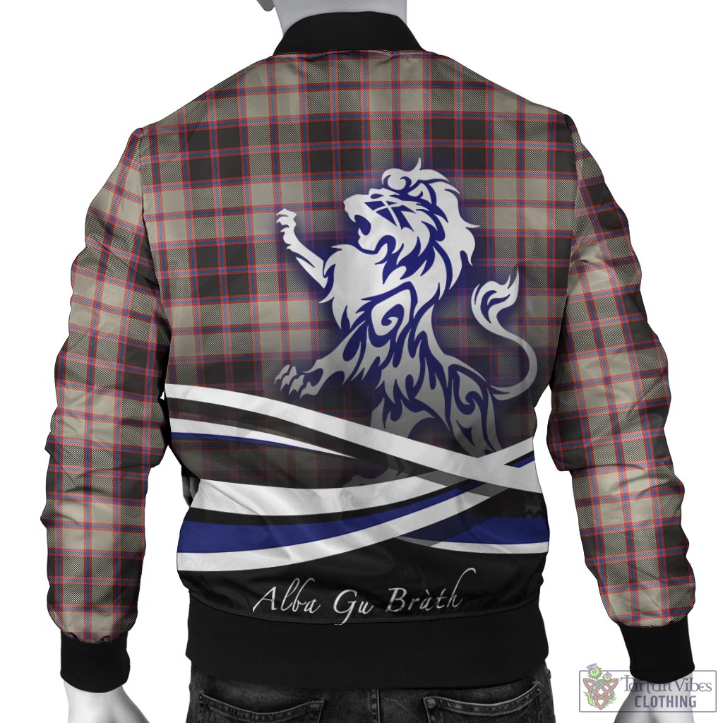 Tartan Vibes Clothing MacPherson Hunting Ancient Tartan Bomber Jacket with Alba Gu Brath Regal Lion Emblem