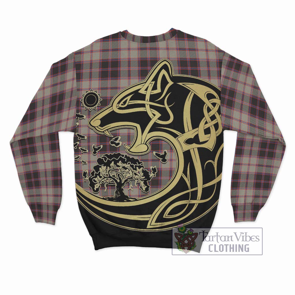 Tartan Vibes Clothing MacPherson Hunting Ancient Tartan Sweatshirt with Family Crest Celtic Wolf Style