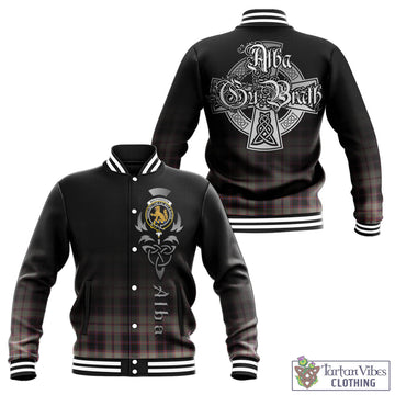 MacPherson Hunting Ancient Tartan Baseball Jacket Featuring Alba Gu Brath Family Crest Celtic Inspired