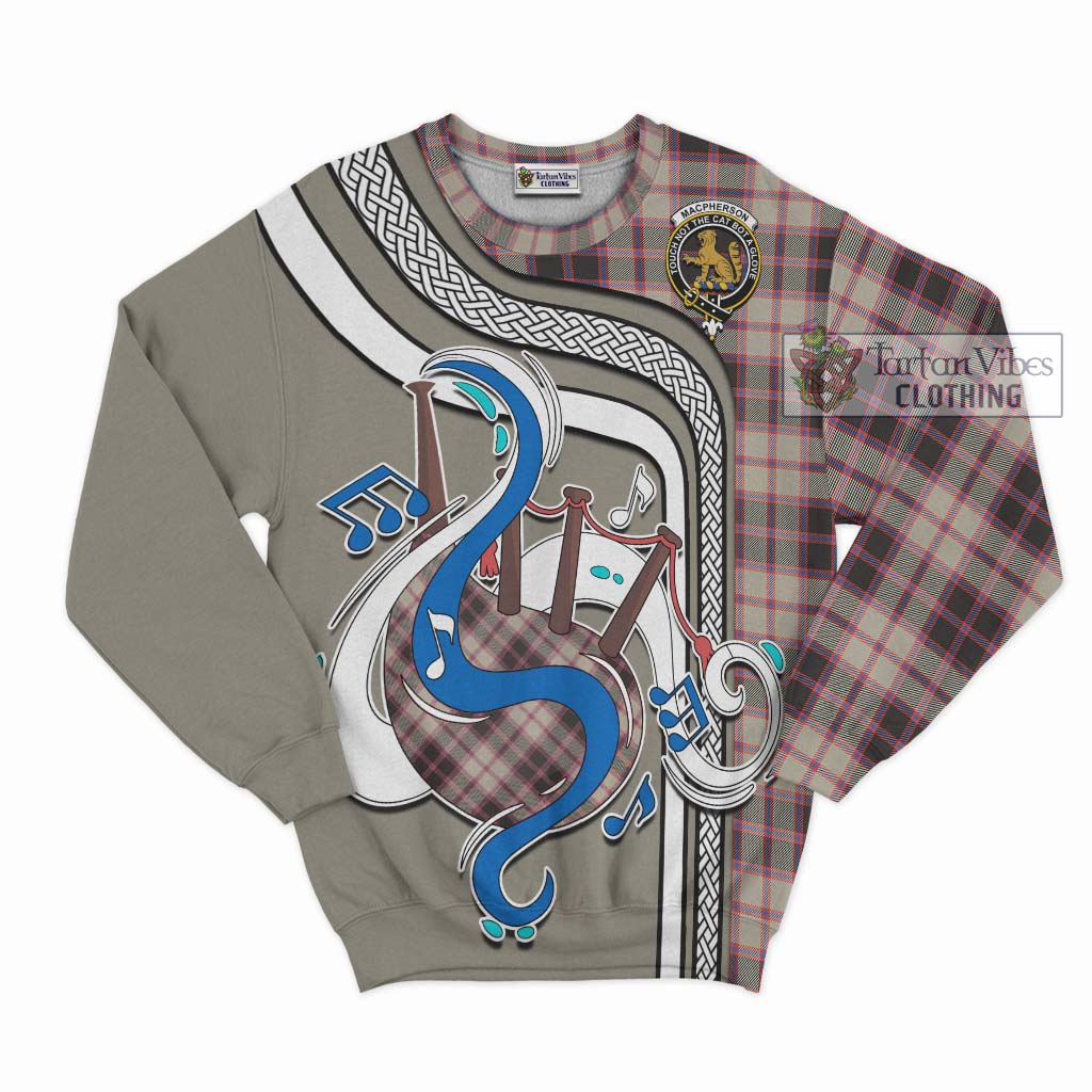 Tartan Vibes Clothing MacPherson Hunting Ancient Tartan Sweatshirt with Epic Bagpipe Style