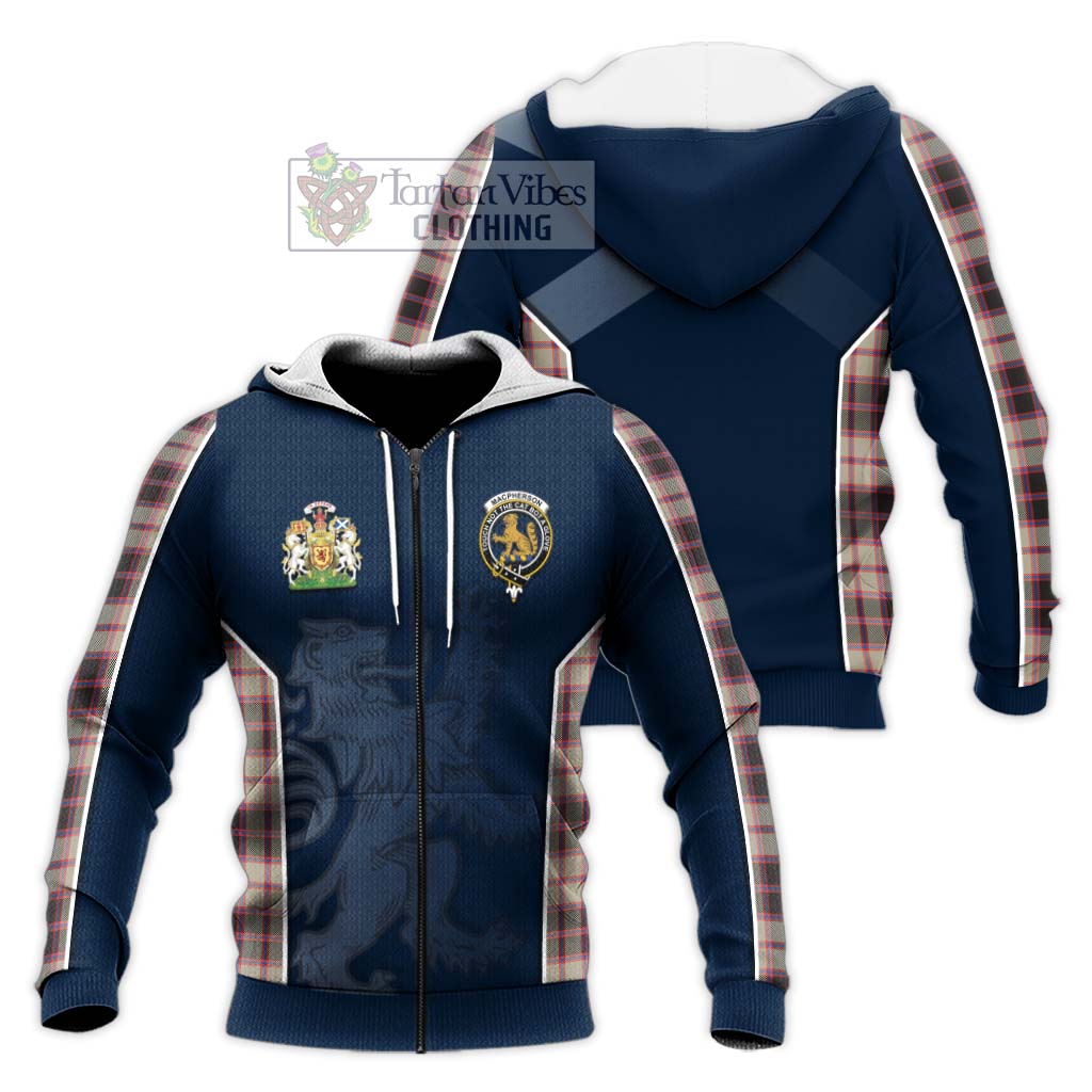 Tartan Vibes Clothing MacPherson Hunting Ancient Tartan Knitted Hoodie with Family Crest and Lion Rampant Vibes Sport Style