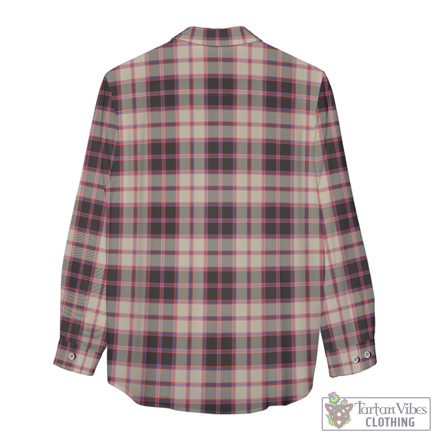 Tartan Vibes Clothing MacPherson Hunting Ancient Tartan Womens Casual Shirt with Family Crest