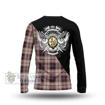 MacPherson Hunting Ancient Tartan Long Sleeve T-Shirt with Family Crest and Military Logo Style