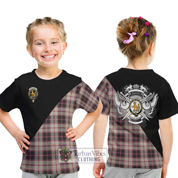 MacPherson Hunting Ancient Tartan Kid T-Shirt with Family Crest and Military Logo Style