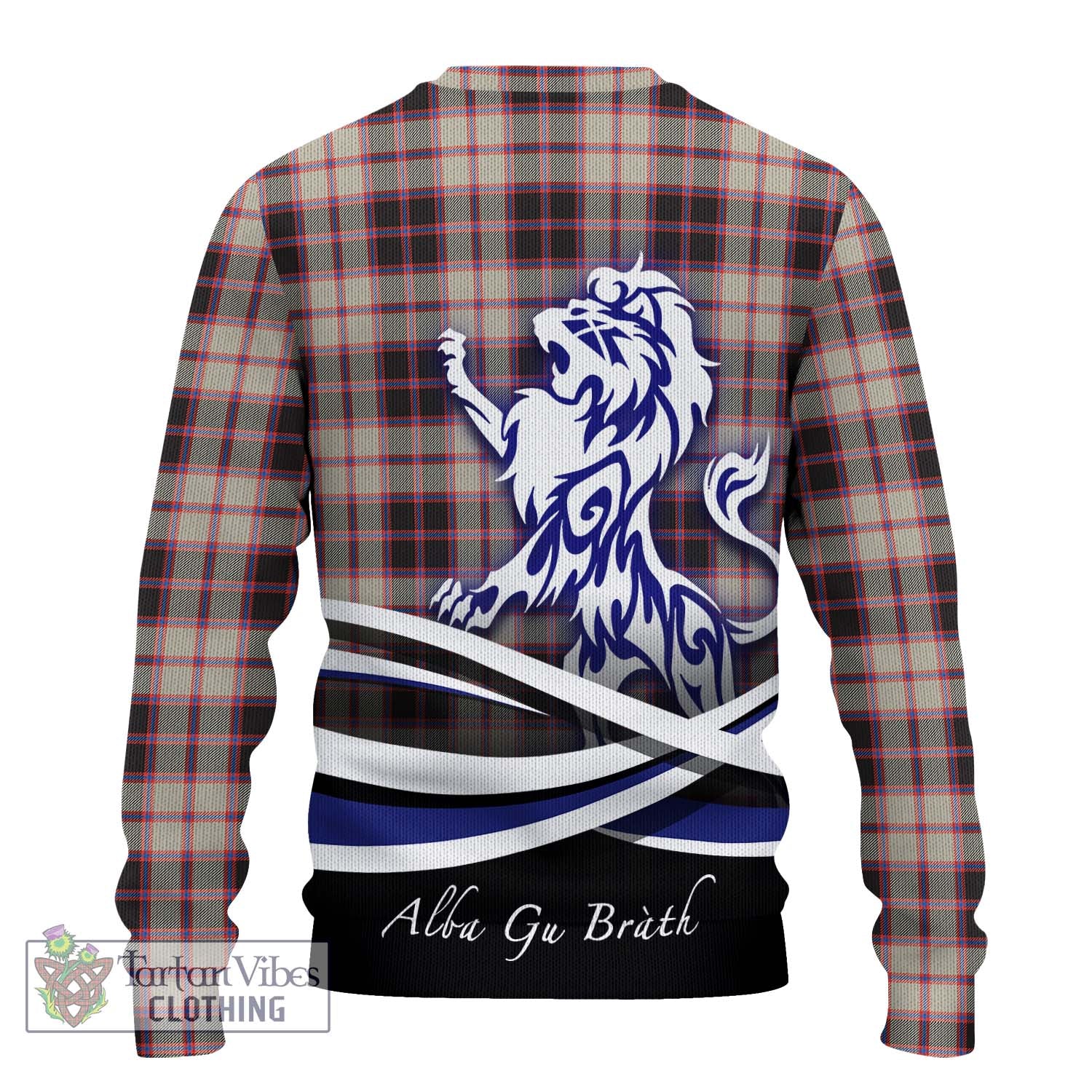 Tartan Vibes Clothing MacPherson Hunting Ancient Tartan Knitted Sweater with Alba Gu Brath Regal Lion Emblem