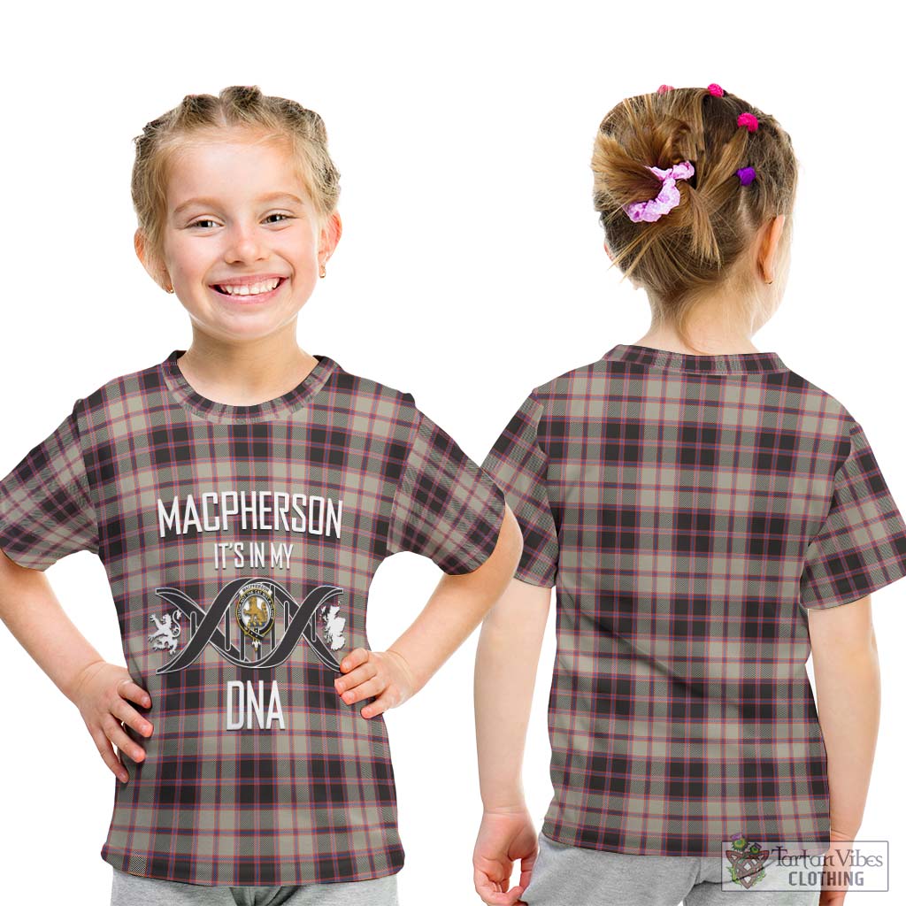 Tartan Vibes Clothing MacPherson Hunting Ancient Tartan Kid T-Shirt with Family Crest DNA In Me Style