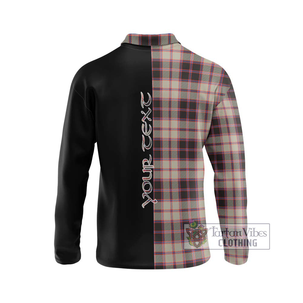 Tartan Vibes Clothing MacPherson Hunting Ancient Tartan Long Sleeve Polo Shirt with Family Crest and Half Of Me Style