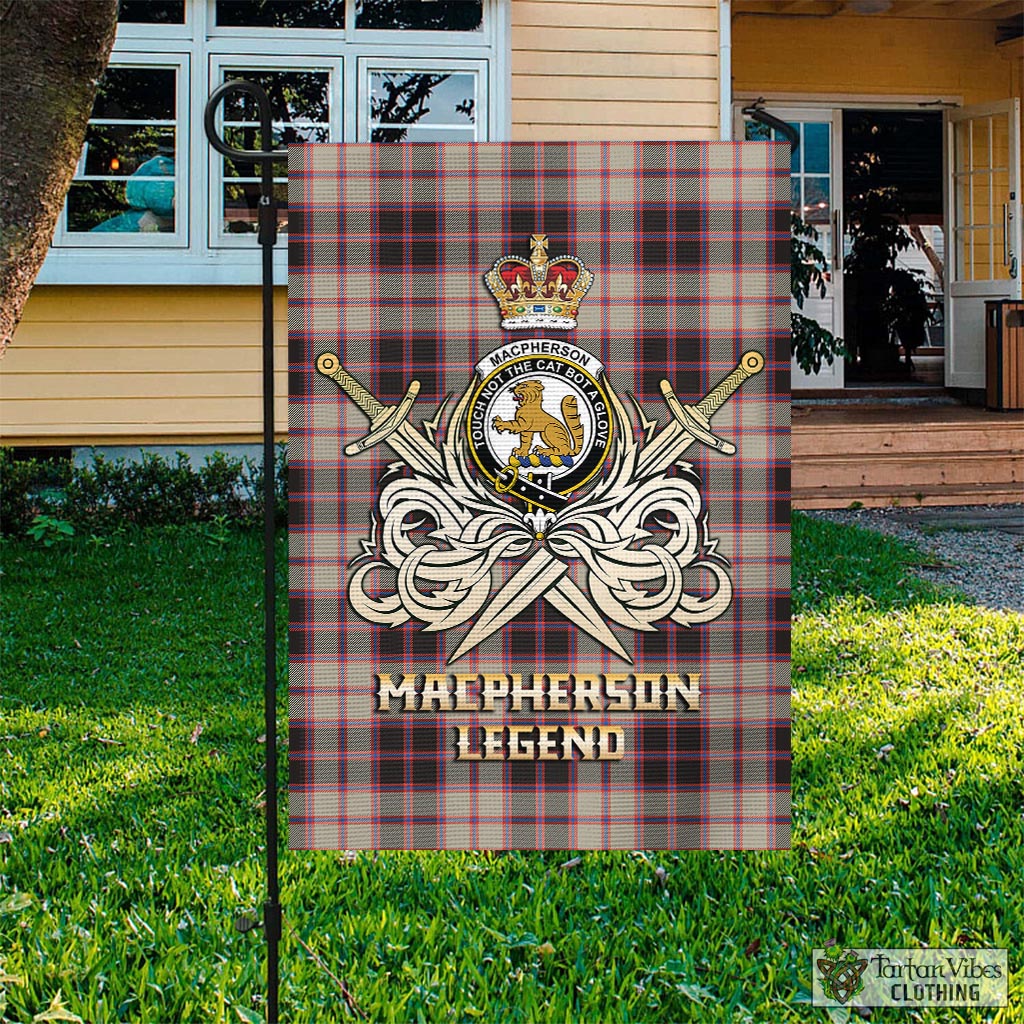 Tartan Vibes Clothing MacPherson Hunting Ancient Tartan Flag with Clan Crest and the Golden Sword of Courageous Legacy